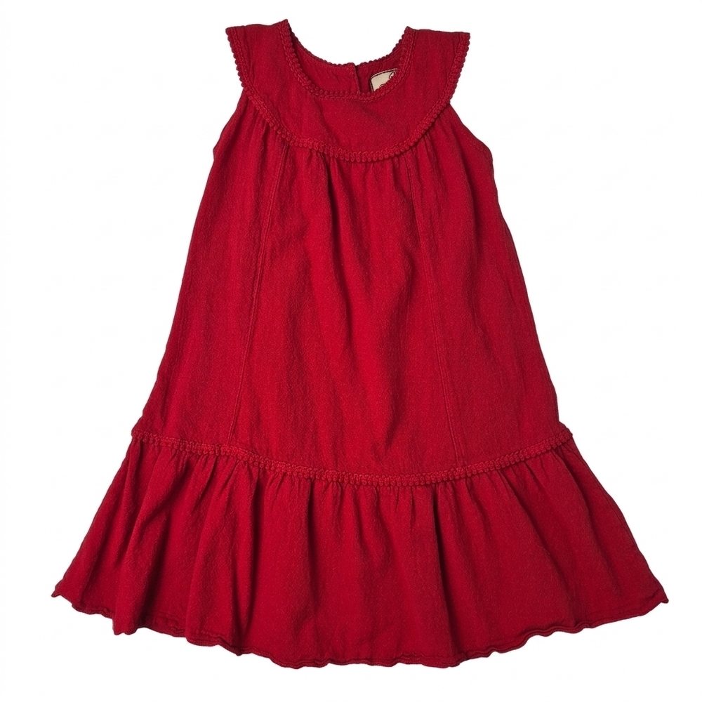 Frama’z Size 6 Red 100% Peruvian Cotton Ruffle Hem Boutique Dress